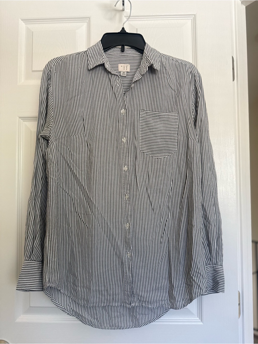 a new day Black & White Vertical Stripe Button-Down Shirt